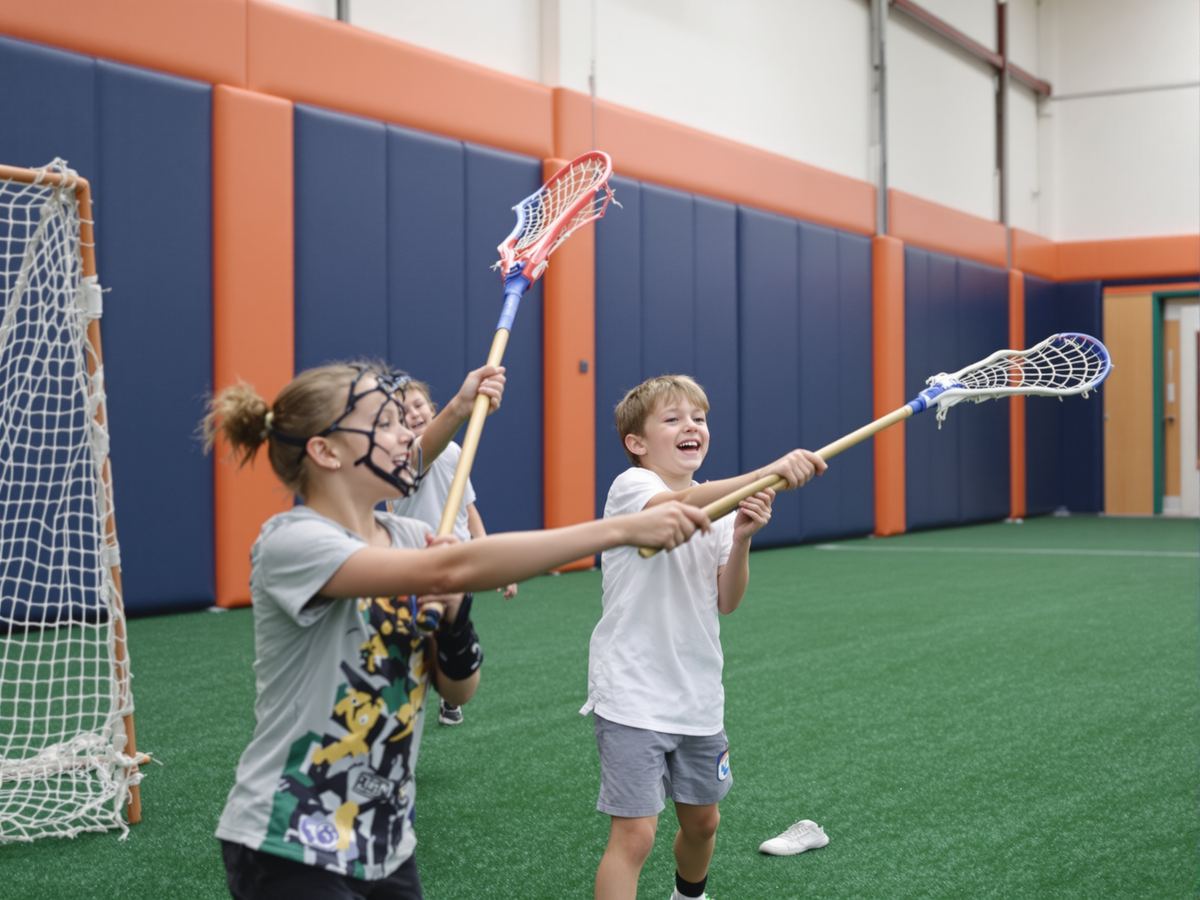 Kids practicing lacrosse at Sports Universe