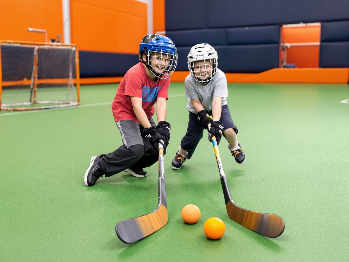 Kids at a Sports Universe hockey class