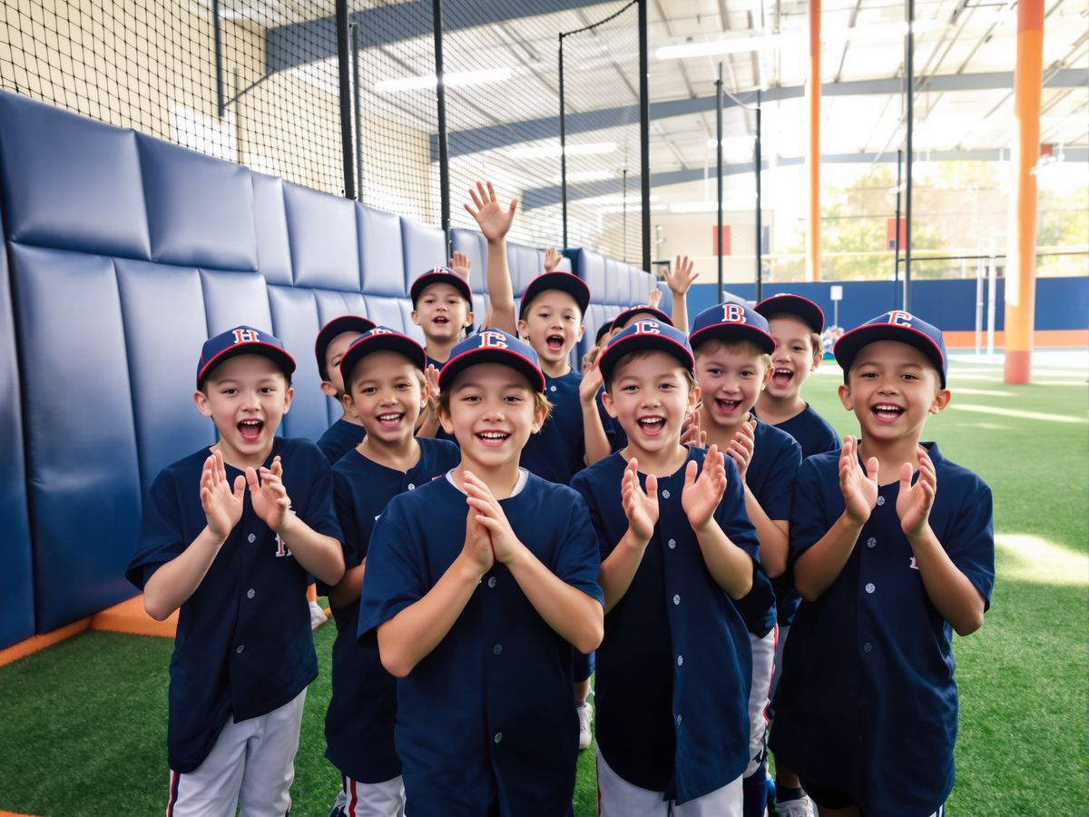 Pre-K baseball league team cheering
