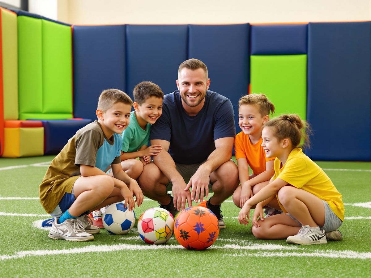 Kids playing team games in a Sports of All Sorts class in Livingston, NJ